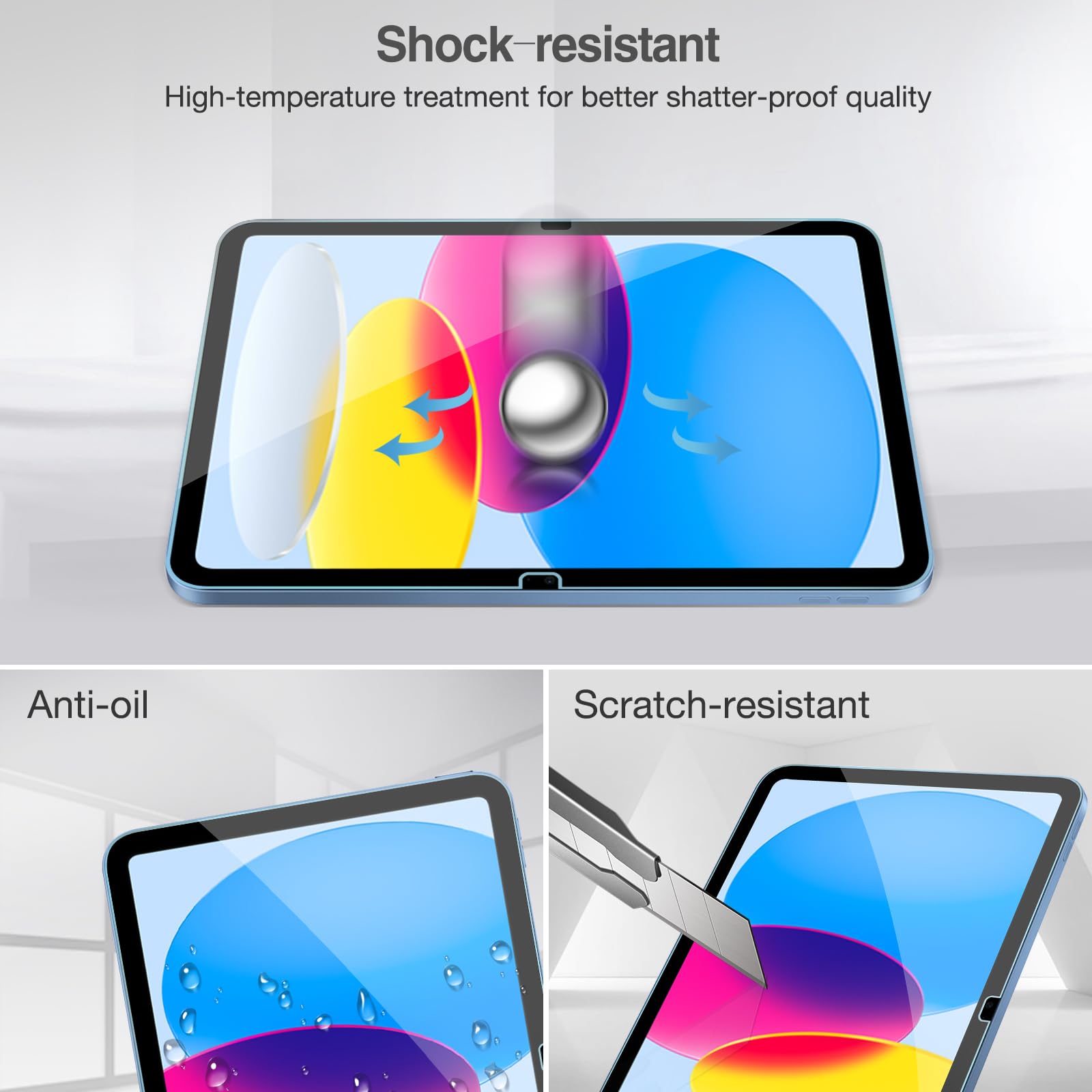 ProCase 2+3 Pack Tempered Screen Protector for iPad (A16) 11th 2025 | iPad 10th Generation | with Camera Lens Protector | Protective Glass Film Guard | for iPad 11