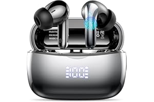 WEURGHY Graphite-Silver Wireless Earbuds, Bluetooth 5.3 Headphones with 4 ENC Noise Cancelling Mics, HiFi Stereo Deep Bass,50H Playtime, IPX7 Waterproof, USB-C Charging,Perfect for Sports, Work, and Leisure