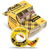 Scotch Double-Sided Tape, 1/2 in x 250 in (12.7 mm x 6.35 m), 3 Pack