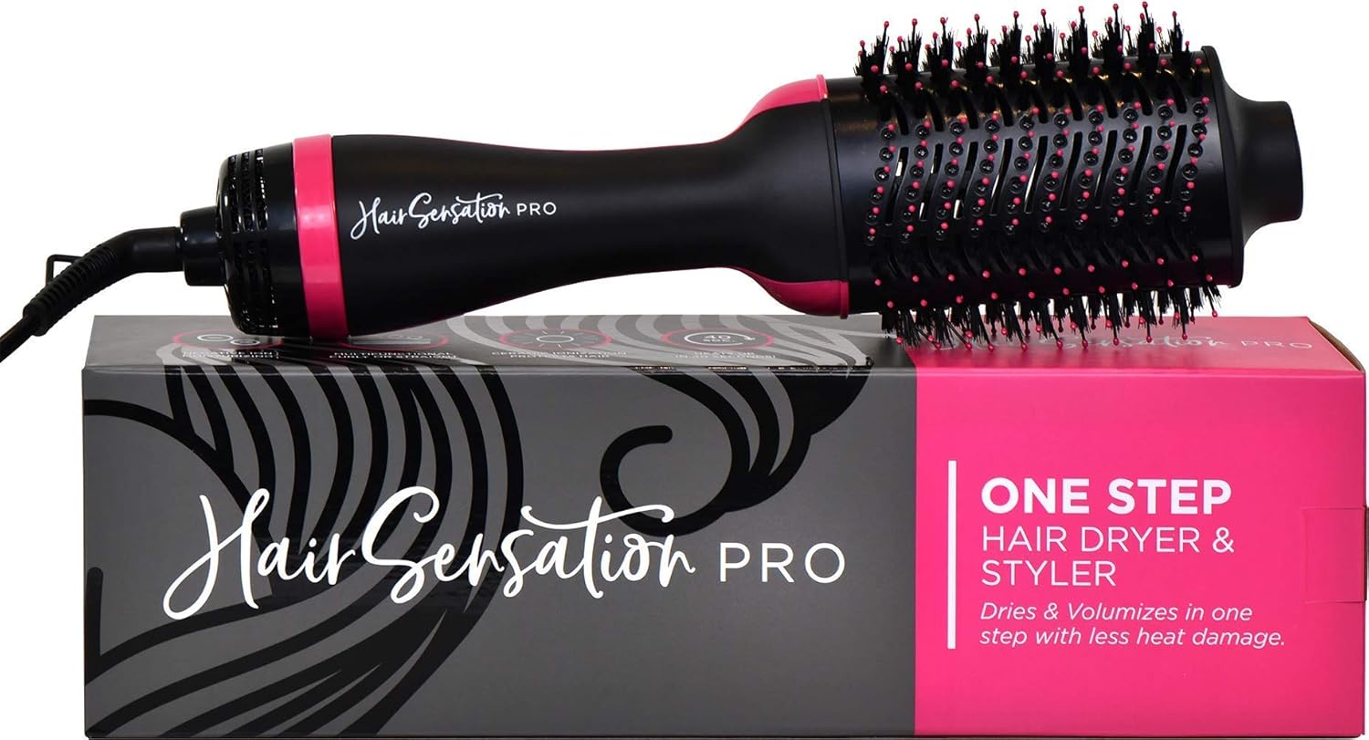 Hair Dryer Brush - Hot Air Brush with ION Generator, and Ceramic Coating for Fast Drying, Hair Dryer and Styler for Salon Diffuser Results, Perfect One Step Hair Dryer and Volumizer for All Hair Types : Beauty