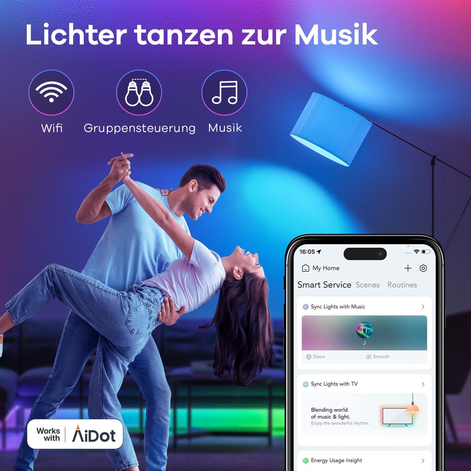 Linkind Matter Smart RGBTW Lampe, Wifi E27 Alexa Glühbirne, 1800-6500K Mehrfarbige WLAN Intelligent Birne, Musik Sync, Kompatibel mit Siri/Google Home/SmartThings, 800 Lumen, ersetzt 60 Watt, 4 Stück 5
