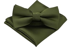 BEWDIO Bow Ties for Boys Pre Tied Toddler Bow Tie Adjustable Kids Bowties with Pocket Square Set for Wedding Party