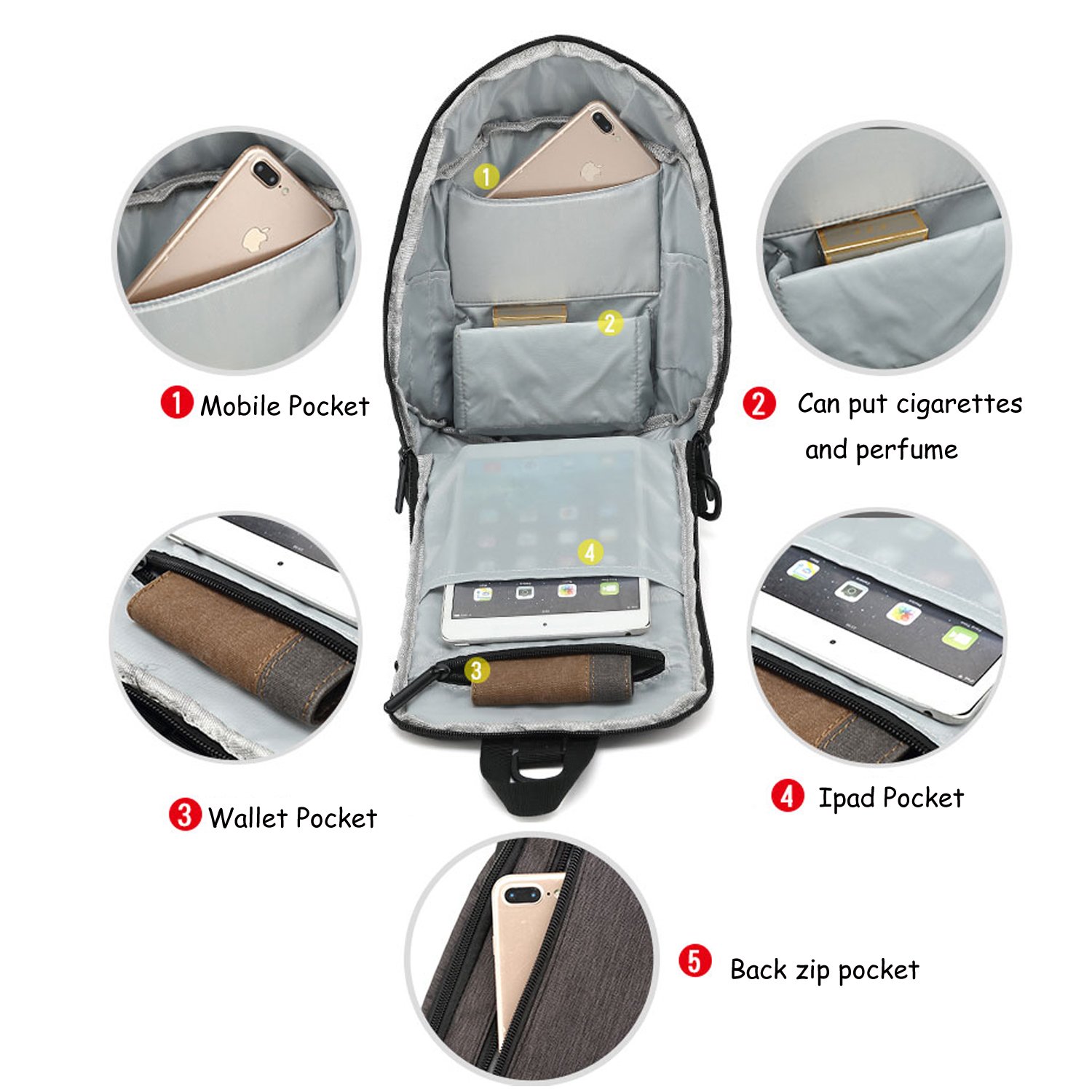 Fresion Anti-diebstahl Rucksack Wasserdicht Rücksack Kurierrucksack Schultasche Tasche für Mädchen Damen Herren Männer Studenten ( Rosa )