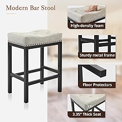 LUE BONA Counter Height Bar Stools, 24 Inch Saddle
