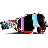 YOHOG Motocross Goggles ATV Dirt Bike Motorcycle Goggles Bike Riding Goggles UTV MX OTG Offroad Goggles Anti Fog UV Dustproof Racing Skiing Goggles for Adult Youth Kids（Color Lens）