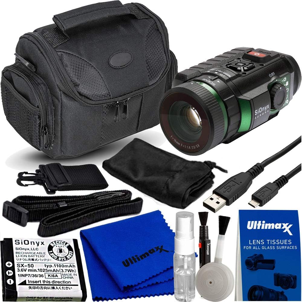 SiOnyx Aurora IR Night Vision Camera with Compass, GPS & Accelerometer with Water Resistant Carrying Case and Deluxe Cleaning Kit