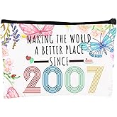 18th Birthday Gifts for Girls, 18 Year Old Girl Birthday Gifts Makeup Bag 2007, 18th Birthday Decorations Cosmetic Bags for Girls, 2007 Makeup Pouch gifts for 18 year old girl,Sister, Daughter, Niece