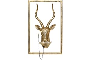 NEWINHOME Animal Heads Wall Decor Resin Animals Sculptures Head Wall Hanging Decoration Gold vintage Wall Sculpture for Living Room Bedroom Office(Antelope,Includes Metal Frame)