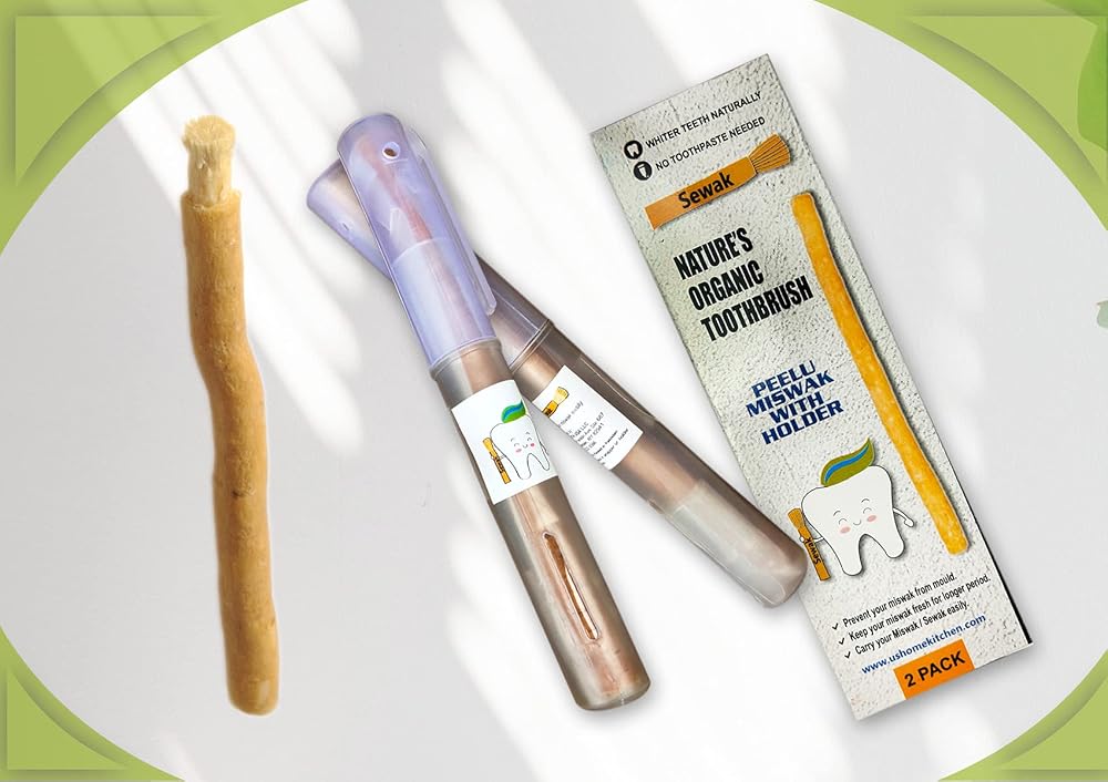 SEWAK Miswak Stick Natural Toothbrush 2 Units with Holder - Organic Teeth Care
