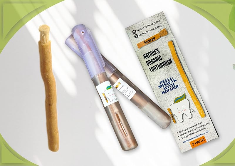 SEWAK Miswak Stick Natural Toothbrush 2 Units with Holder - Organic Teeth Care