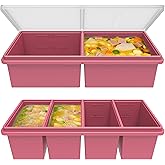 Silicone Freezer Trays with Lids, 2 Cup & 1 Cup Soup Container Style Ice Cube Trays, Easily prepare portioned meals, Great for storing soups, leftovers, sauces and other dishes, Dishwasher, Oven Safe
