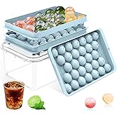 Ice Cube Tray with Lid and Bin – Round Ice Cube Trays for Freezer, BPA-Free Food-Grade Ice Mold, Stackable Ice Ball Maker, Ic
