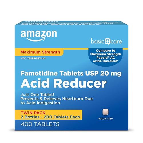 Amazon Basic Care Maximum Strength Famotidine Tablets Acid Reducer for ...