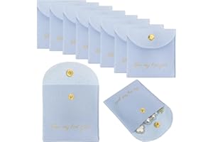 Fuxiqar 10 PCS Jewelry Bags Bridesmaid Gifts Velvet Small Jewelry Pouch with Button(Blue)