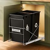 RUNMI Double Pull Out Trash Can Under Cabinet with Handle, 37 QT Basic | Under Sink Pull Out Kit with Full Extension Slide, Easy Installation for Kitchen Cabinet Organizer, Trash Bin Not Included