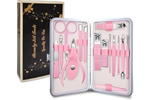 FIXBODY Nail Clipper Set, Nail Kit, Pink Manicure Set, Nail Care Tools, Fingernail & Toenail Clippers, Grooming Kit for Women, Fingernail Clipper for Adults
