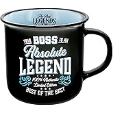 Pavilion Gift Company - Boss Absolute Legend - Ceramic 13-ounce Campfire Mug, Double Sided Coffee Cup, Gifts For Boss, Boss Mug, 1 Count, Black/Blue