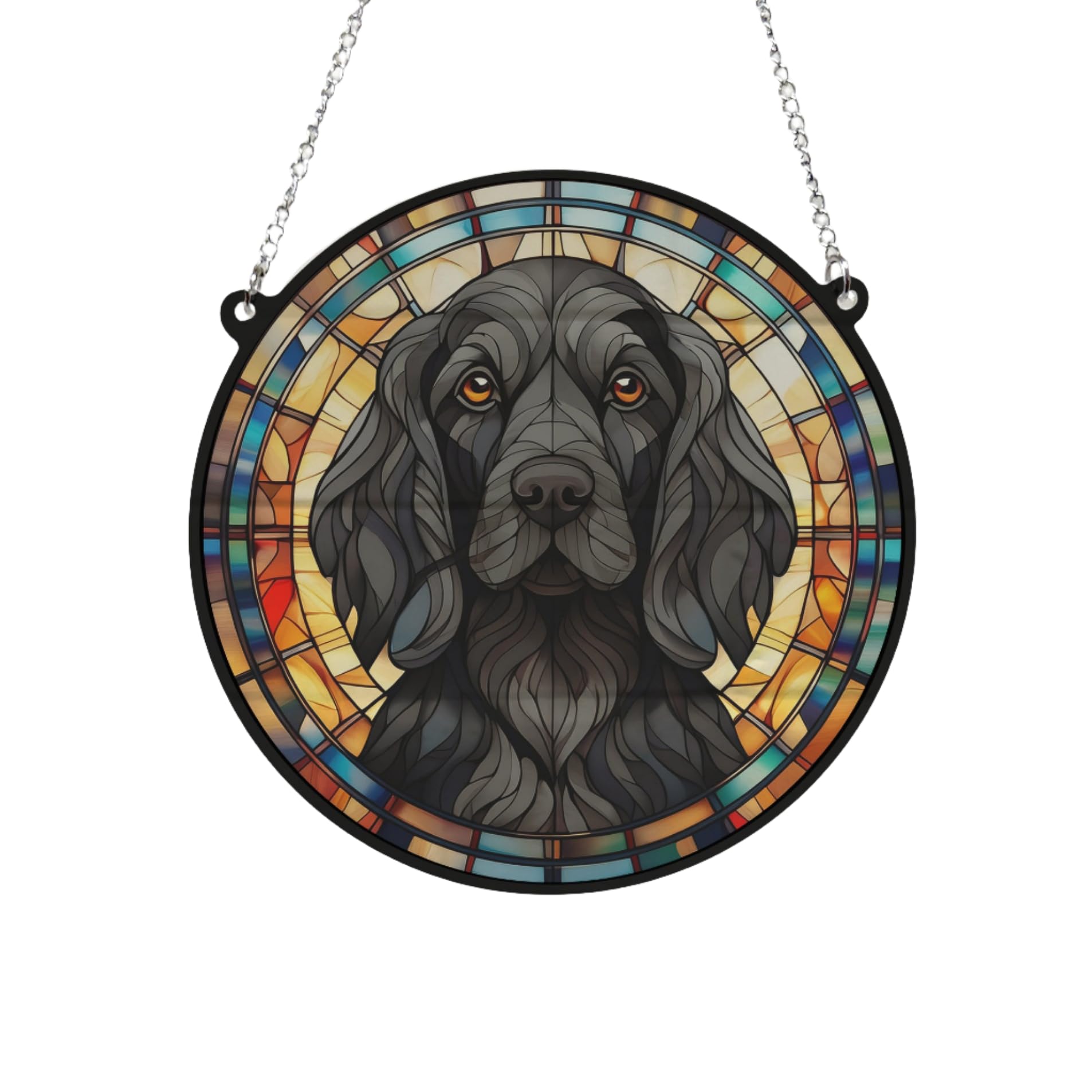 Image Industry Cocker Spaniel Black Stained Glass Effect Suncatcher - Garden Gift - Dog Gift - Pet Memorial (19cm)