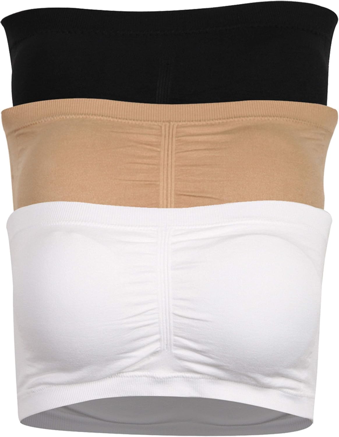 DD DEMOISELLE Women's Strapless Bralette Seamless Bandeau Stretchy Removable-Padded Bandeau Tube Top Bra 3-Pack at  Women’s Clothing store
