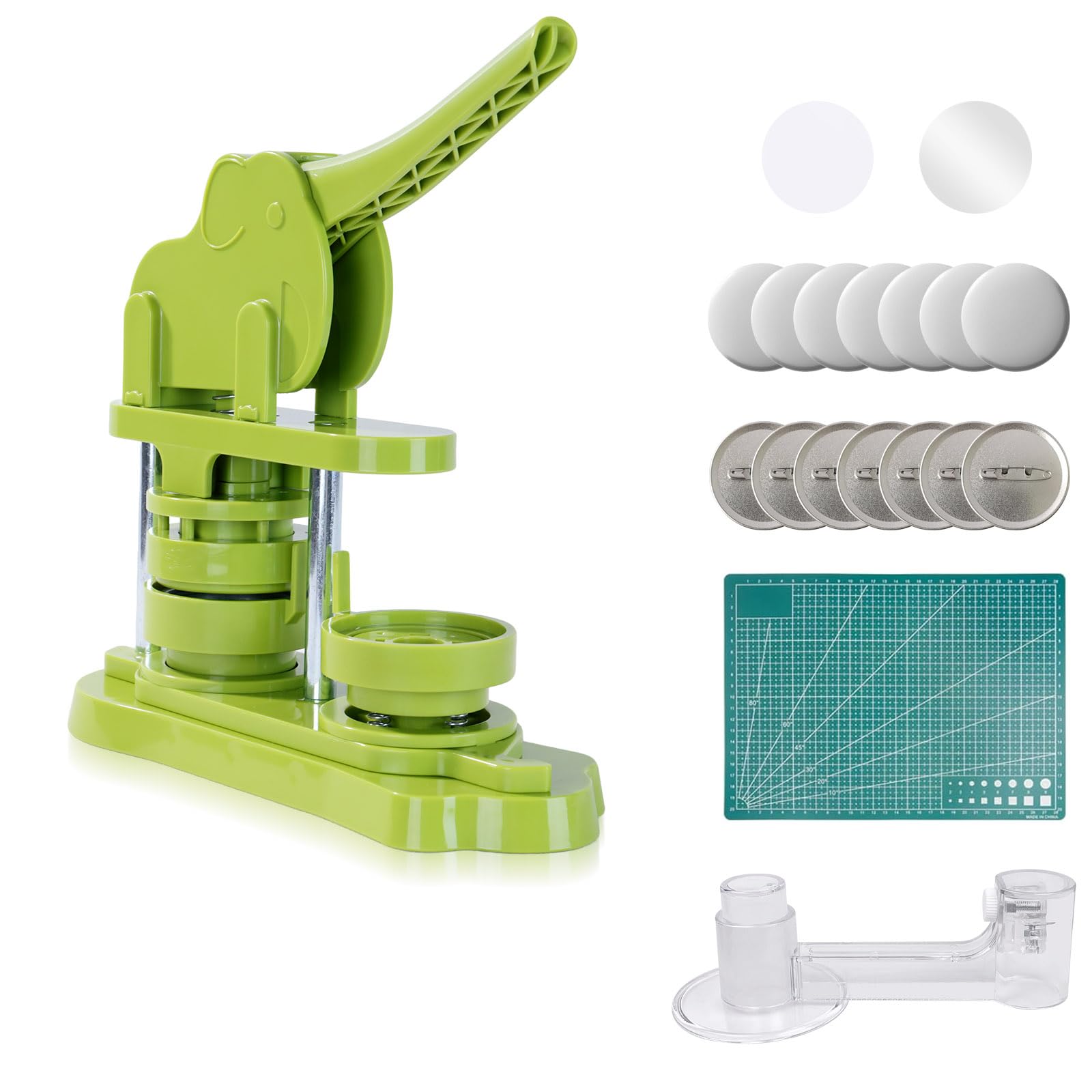 Photo 1 of (sold as parts, minor damages_)  Button Maker Machine 58mm (2.25 in) Installation-Free, DIY Button Pin Maker Machine, Button Badge Press Machine with Free 50pcs Button Maker-Green
