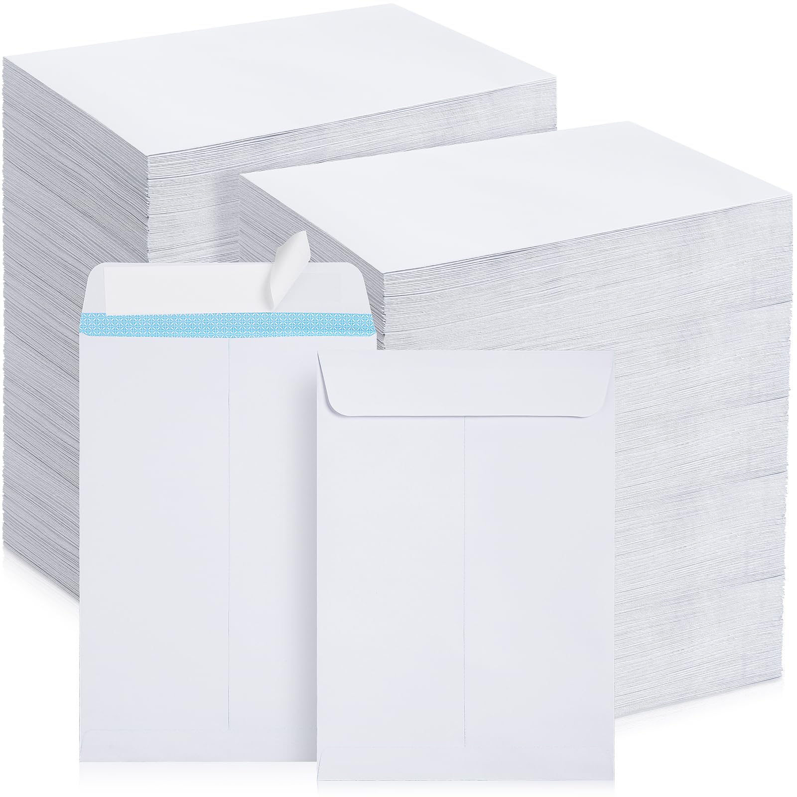 Photo 1 of 600 Pcs 6 x 9 Self Adhesive Security White Catalog Envelopes 27lb Designed for Secure Mailing Securely Holds Small Booklets, Catalogs, Cards, or Brochures with Strong Peel and Seal Flap