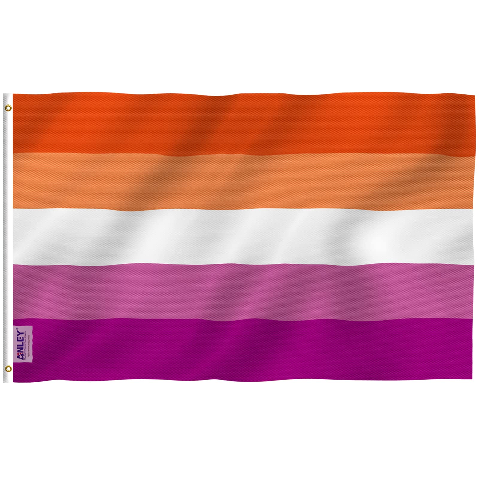 ANLEY Fly Breeze 3x5 Feet Sunset Lesbian Pride Flag - Vivid Color and Fade Proof - Canvas Header and Double Stitched - LGBT Les Sunset Pride Flags Polyester with Brass Grommets 3 X 5 Ft