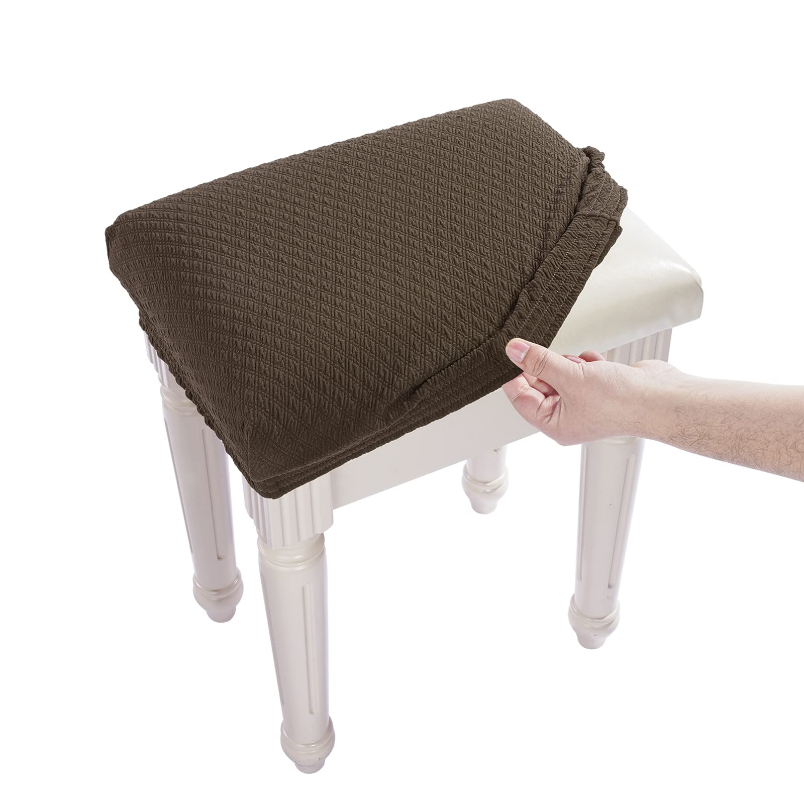 BUYUE Luxury Vanity Bench Stool Cover, (15"- 20") L