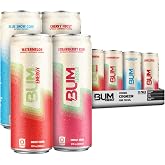 BUM Sugar Free Energy Drink, Nootropics, Fruit Variety 12 Pack, 12 Fl Oz | Gluten Free, 112mg of Natural Caffeine for Clean Energy, 250mg of Cognizin for Sharper Focus, Pre Workout, Light Carbonation