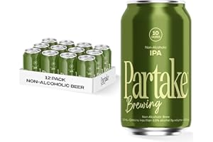 Partake Brewing Craft Non Alcoholic Beer, IPA 12 Pack x 12 Fl Oz Cans - Low Calorie & Carb, No Sugar, All Natural Ingredients - Award-Winning Taste, Non Alcoholic Beer Without the Empty Calories