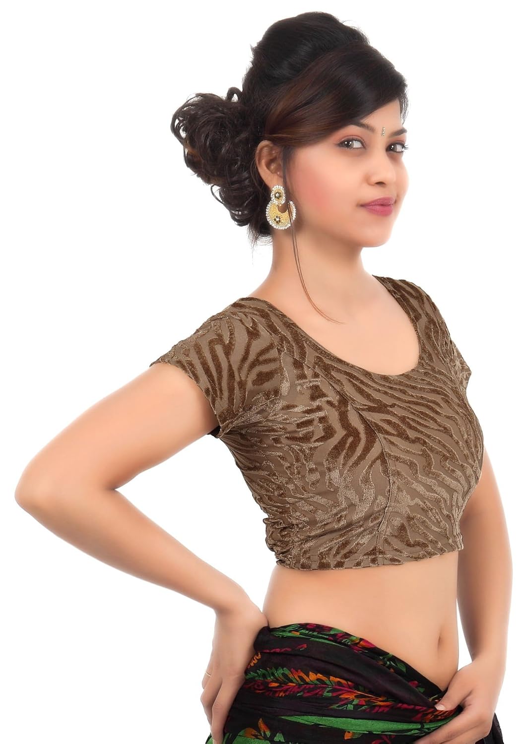 louis fashion round neck women's blouse(agspl-3001-bl-01)