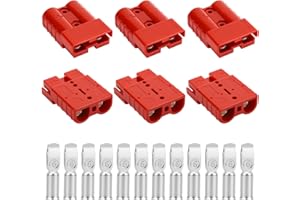 OXDFK 50A-600V Battery Quick Connect/Disconnect with 7/8/10/12 AWG, 6PCS Jumper Cable Plug Connector, Compatible with Anderson Connector for Rescue Winch, Motor Recovery (Red)
