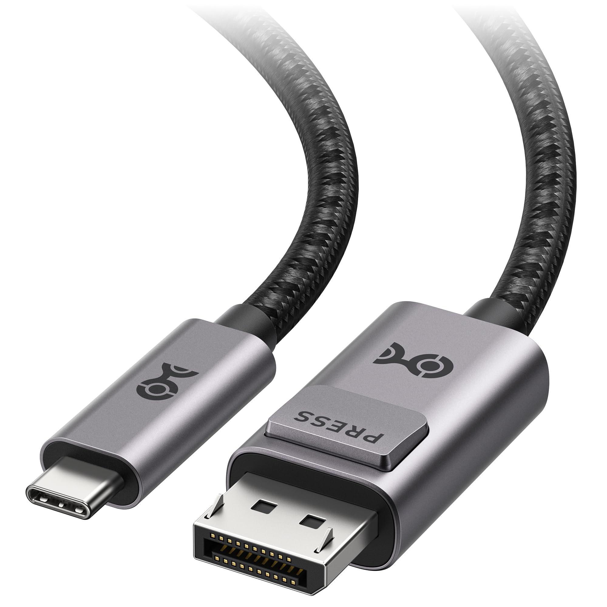 Cable Matters Premium Braided USB-C to DisplayPort Cable 1.8m (USB C to DP Cable) Support 8K 60Hz in Gray- Thunderbolt 4 / USB 4 Compatible with MacBook Pro Dell XPS iPhone 15 Pro Max Plus