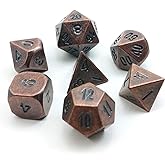 Bescon Antique Copper Solid Metal Polyhedral D&amp;D Dice Set of 7 Old Copper Metal RPG Role Playing Game Dice 7pcs Set