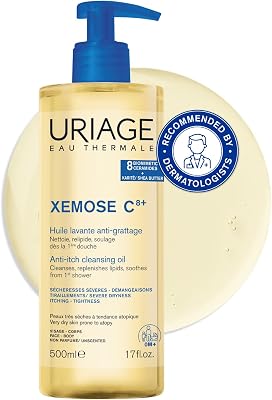 Xemose C8+ Beruhigendes Duschöl für Trockene, zu Atopie Neigende Haut - Beruhigt. Mild Schäumendes, Nährendes Gel-in-Öl - Gesicht & Körper - Parfüm- & Seifenfrei - Physiologischer pH-Wert 500ml