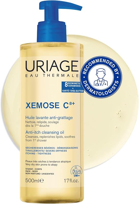 Xemose C8+ Beruhigendes Duschöl für Trockene, zu Atopie Neigende Haut - Beruhigt. Mild Schäumendes, Nährendes Gel-in-Öl - Gesicht & Körper - Parfüm- & Seifenfrei - Physiologischer pH-Wert 500ml — Foto 1 von 8