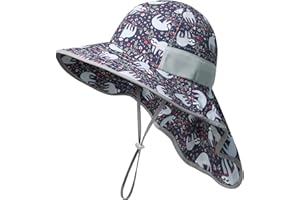icolor Kids Sun Hat UPF50+ Sun Protection Cap Toddler Beach Play Hats with Neck Flap for Girl Boy Ages 3~10