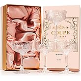 VIMERPA Coupe Glasses, Martini Glasses Set of 4, Vintage Champagne Coupe Glasses, 8oz Large Martini Glass, Crystal Retro Style Cocktail Glass for Elegant Bar Drinks, Vintage Art Deco Glassware