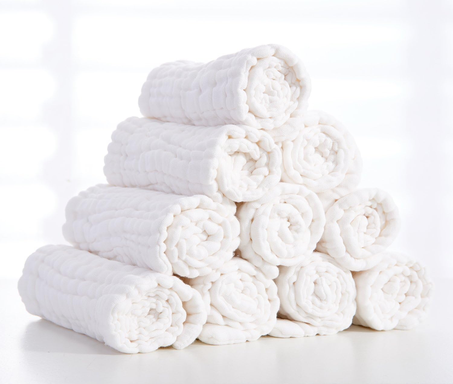 Elf Star 12 Layer Cotton Muslin Washcloths Newborn Baby Bath Towels, Ultra Soft Reusable Wipes, Baby Registry Shower Gift, 10 Pack