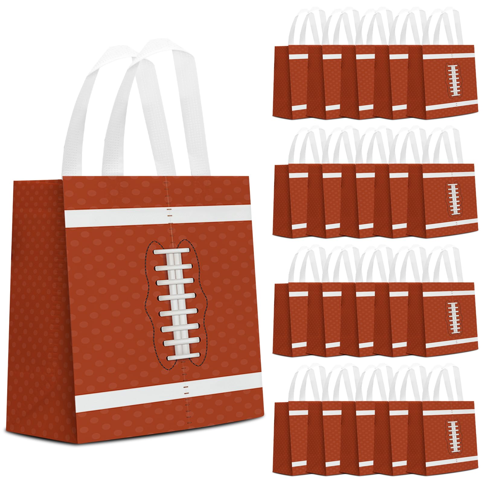 Photo 1 of 24 PCS Superbowl Party Decorations Football Gift Bags Football Party Decorations with Handles Reusable Football Goodie Snack Favor Bag Non Woven Party Favor Bags for Sports Birthday Decor