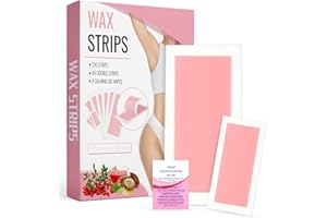 DEICIT 120 Strips Wax Strips Body Hair Removal 2 Sizes and 8 Oil Wipes Waxing Strip Dual Sides Bikini Brazilian Wax for Women Men Face Arms Legs BackUnderarm Waxing Kit Suit Many Skin Rose Scent