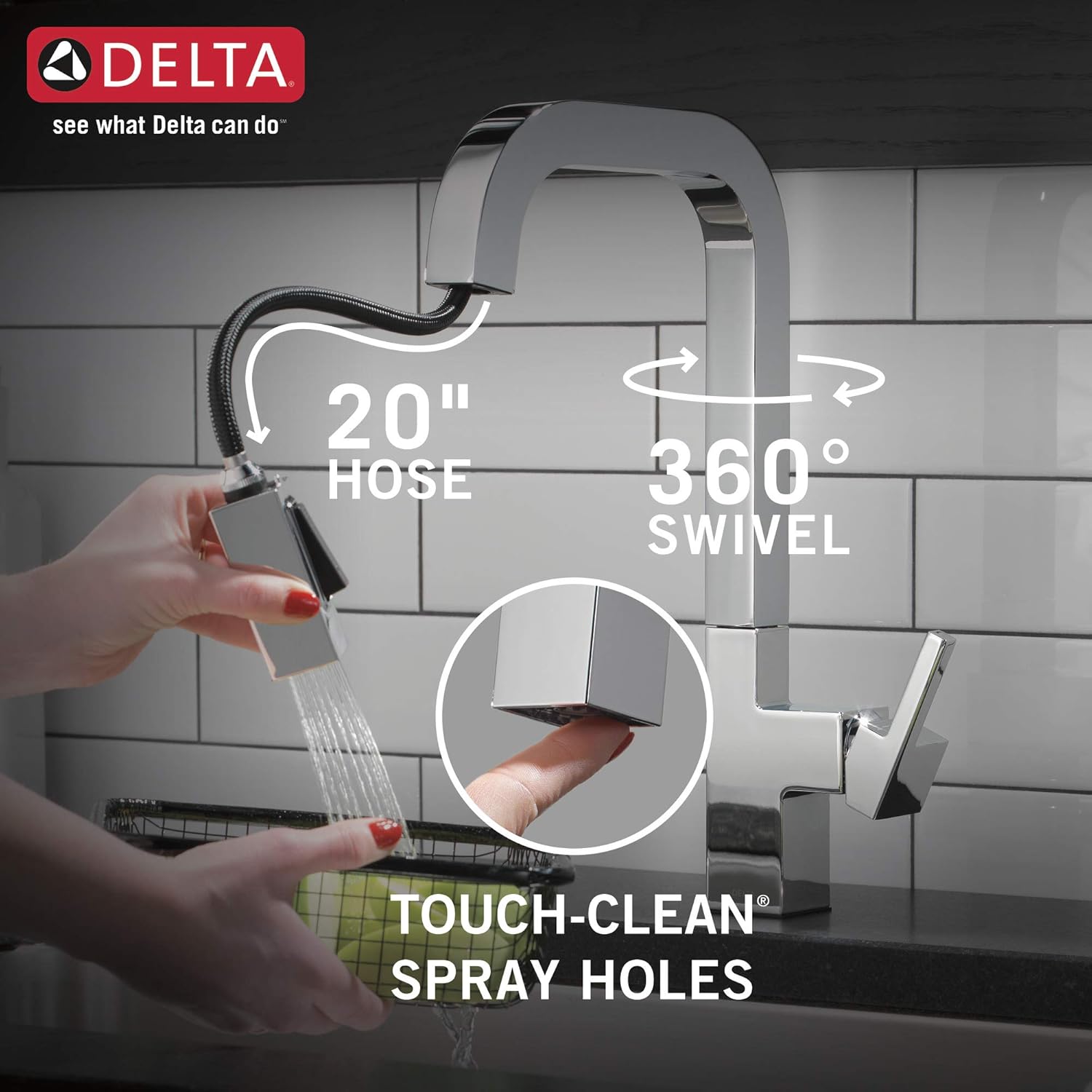 Delta Faucet Junction Chrome Kitchen Faucet with Pull Down Sprayer, Kitchen Sink Faucet, Faucets for Kitchen Sinks, Single-Handle, Magnetic Docking Spray Head, Chrome 19825LF - - 