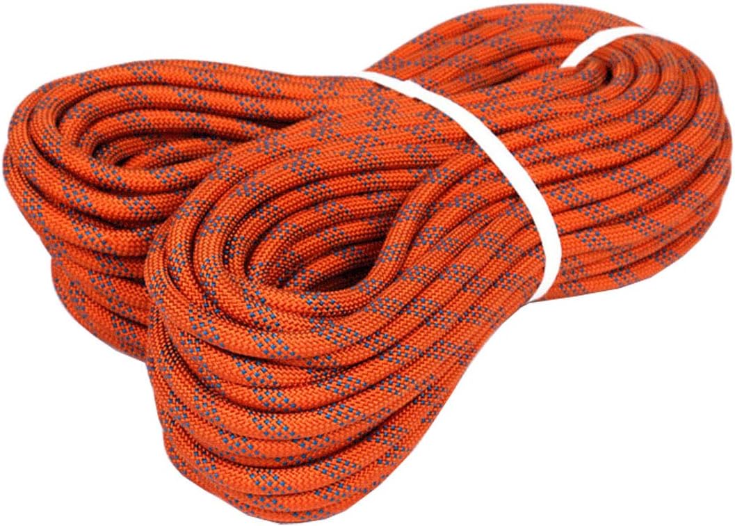 LUOOV Static Climbing Rope 9.5mm 10.5mm 12mm Robust Nylon Rock Climbing Rope White with Black Outdoor Rock Climbing Rope for Rock Climbing