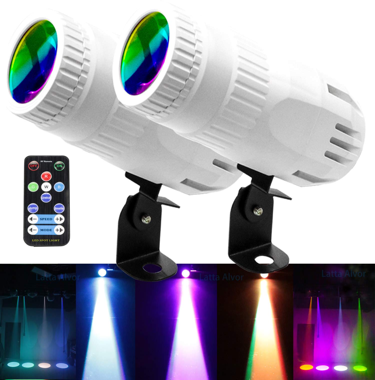 Latta Alvor Remote RGBW LED Pinspot with Patterns Indoor Stage Effect Spotlight for DJ Disco Party Bar Club Wedding Show(2 Pack)