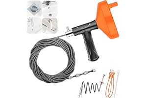 QWATUY 33 Feet Drain Snake Auger, Plumbing Snake Drain Hair Clog Removal Tool, Sink Unclogger Drain, Heavy Duty Toilet Snake Auger, Cleaner Tool for Bathroom Kitchen Tub Shower Drain Clog Remover with Gloves
