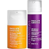 Paula's Choice CLINICAL 1% Retinol Treatment + C5 Super Boost 5% Vitamin C Moisturizer, for Discoloration, Deep Wrinkles & Dark Spots, Fragrance-Free, Set of 2