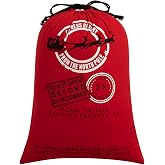 HBlife Personalized Santa Sack, Christmas Gift Bag Santa Bag Cotton with Drawstring Size 19.7 x27.6 Inch (Red)