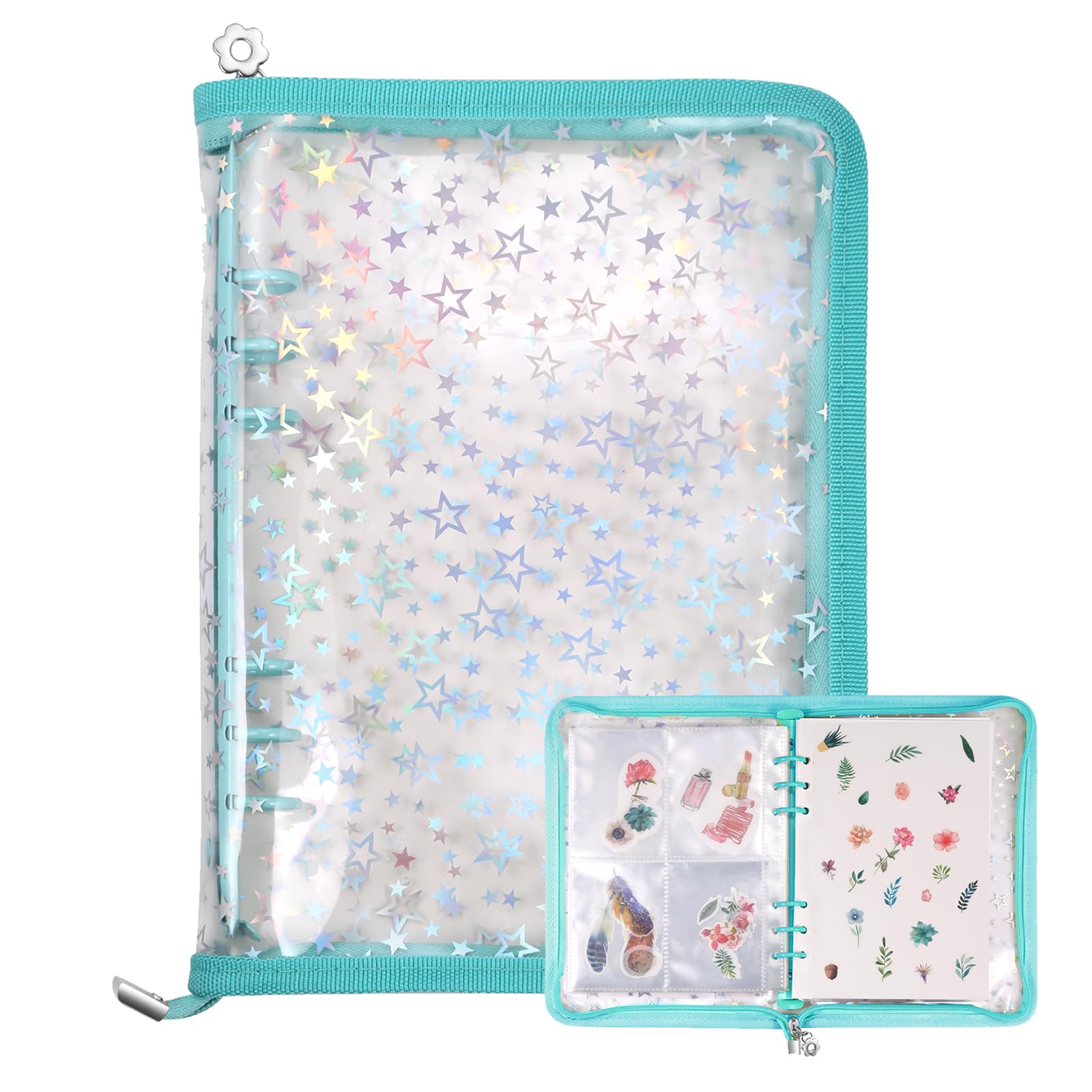 Photo 1 of MUDOR 4 in 1 Sticker Storage Organizer, Binder with Storage Sleeves and Release Paper, Reusable Sticker Collecting Book Album Holder, A5 Blank Container Organizer