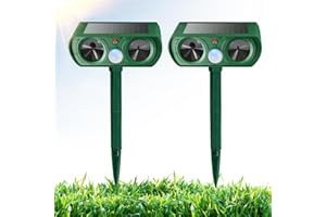 Thoveneth 2 Pack Ultrasonic Animal Repellent Outdoor Solar Deer Repellent Devices Cat Repellent Outdoor Motion Activated Raccoon Deterrent Scare Squirrel Rabbit Dog Skunk for Yard, Farm, Garden