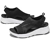 GoodValue Womens Comfortable Orthopedic Sandals Arch Support Ladies Walking Sport Athletic Sandals Open Toe Slip On Plantar Fasciitis Platform Dress Sandal 2 Inches Heel