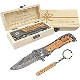 BWelotlr Engraved Pocket Knife Gifts for Dad from Son, Best Dad Gifts, Daddy Birthday Gift, Father's Day Gifts from Son, Christmas Birthday Day Present, Wooden Handle Folding Knife with Wood Box